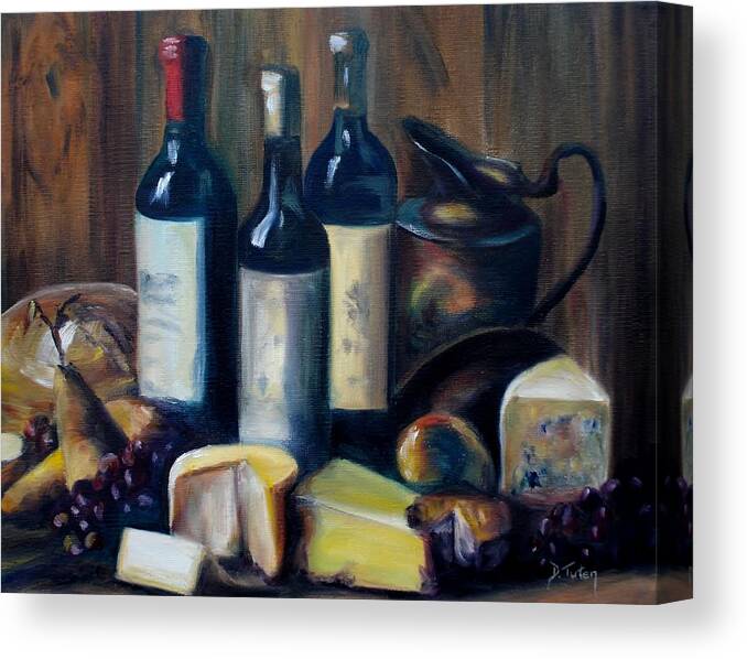 Wine Canvas Print featuring the painting Feast Still Life by Donna Tuten