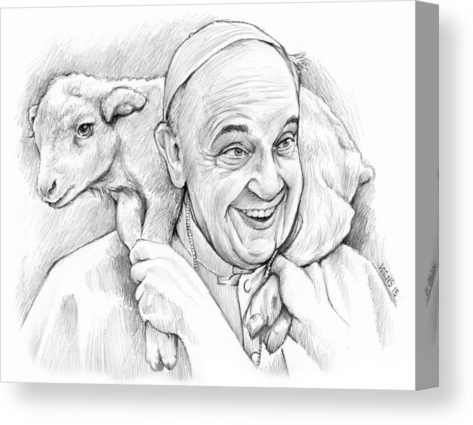 Celebrities Canvas Print featuring the drawing Feed My Sheep by Greg Joens