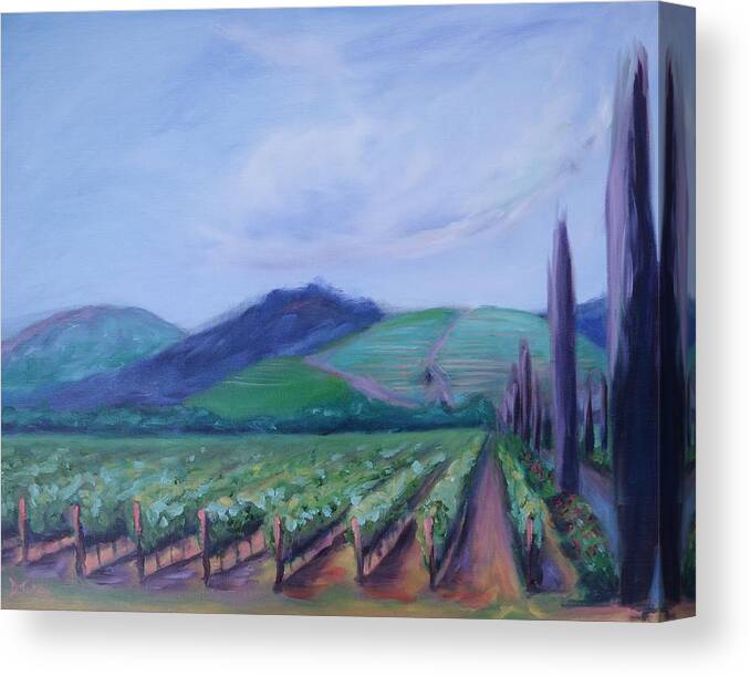Vineyard Canvas Print featuring the painting Ferrari Carano Vineyard by Donna Tuten