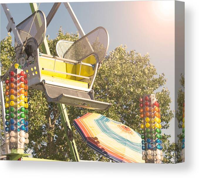 Yellow Canvas Print featuring the photograph Ferris wheel bucket by Cindy Garber Iverson