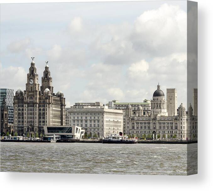 Ferry Canvas Print featuring the photograph Ferry at Liverpool by Spikey Mouse Photography