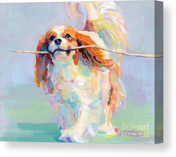 Cavalier King Charles Spaniel Canvas Print featuring the painting Fiddlesticks by Kimberly Santini