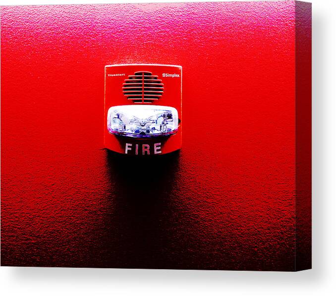 Richard Reeve Canvas Print featuring the photograph Fire Alarm Strobe by Richard Reeve