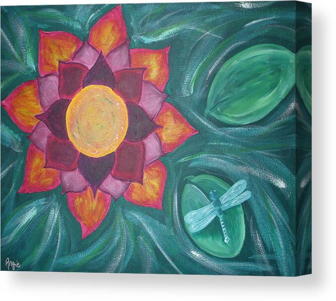 Flower Canvas Print featuring the painting Fire Lotus by Angie Butler