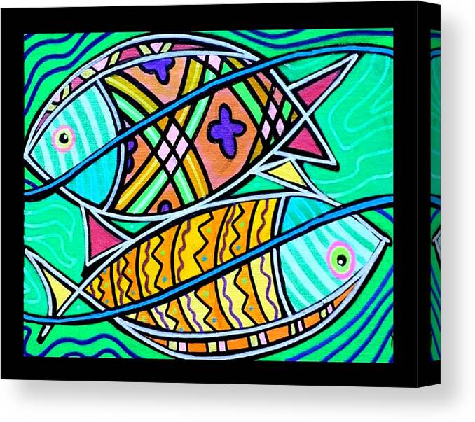 Fish Canvas Print featuring the painting Fish Cousins by Jim Harris