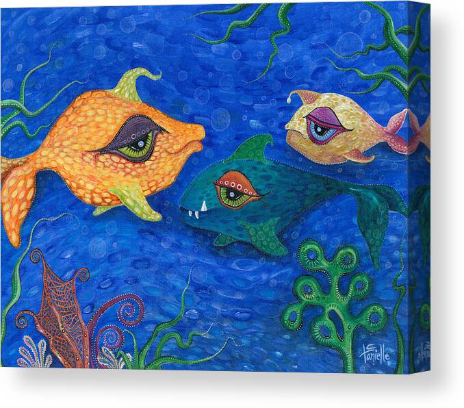 Fish Canvas Print featuring the painting Fishin' for Smiles by Tanielle Childers