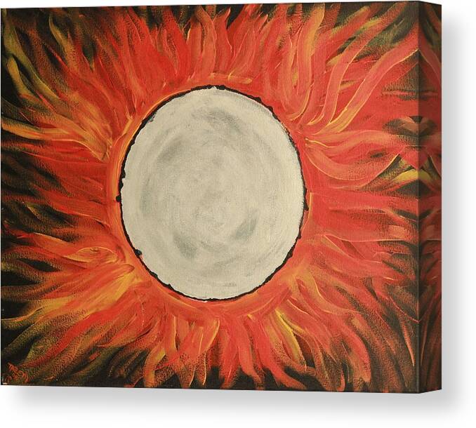 Flaming Eclipse Canvas Print featuring the painting Flamboyance by TAZEM Art