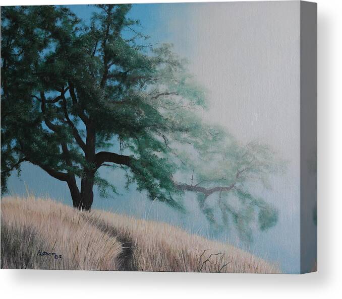 Morning Fog Canvas Print featuring the painting Fog's Morning Kiss by Michael Putnam