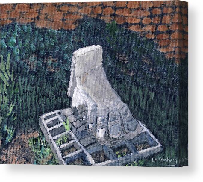Landscape Canvas Print featuring the painting Foot Statue-Caesaria by Linda Feinberg