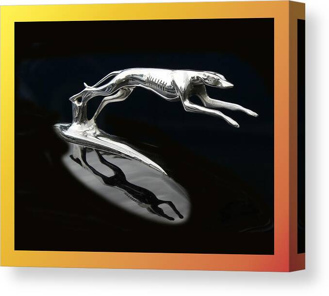Vintage Hood Ornaments Canvas Print featuring the photograph Ford Lincoln Greyhound Mascot by Jack Pumphrey