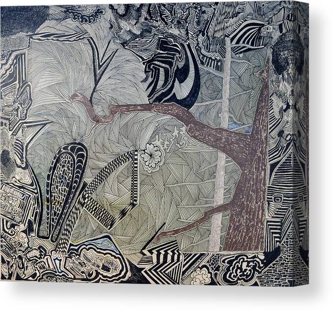 Abstract Canvas Print featuring the drawing Forest for the Trees by Denis Gloudeman