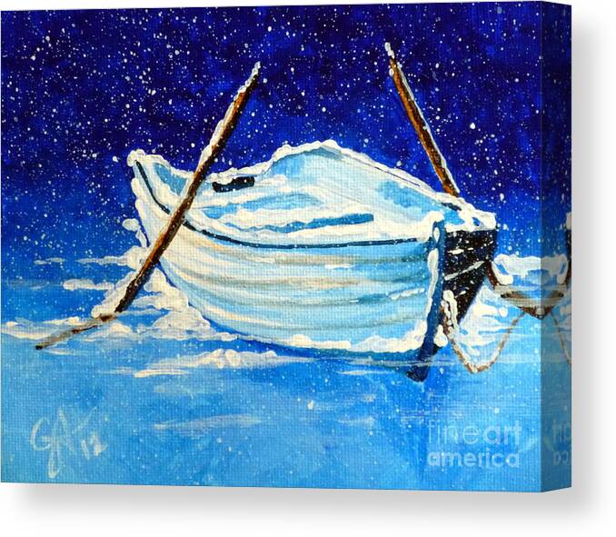 Row Canvas Print featuring the painting Forgotten Rowboat by Jackie Carpenter