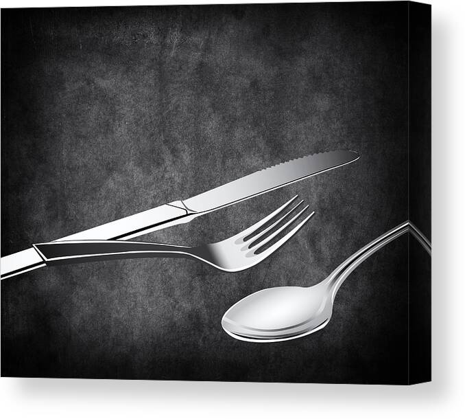 Texture Canvas Print featuring the digital art Fork Knife Spoon 10 by Angelina Tamez
