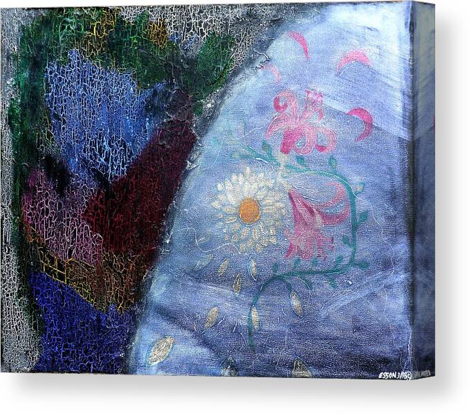 Flower Canvas Print featuring the painting Found Fresco Flowers by Genevieve Esson
