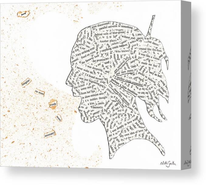 Found Poetry Canvas Print featuring the mixed media Found Poetry Silhouette by Nikki Marie Smith
