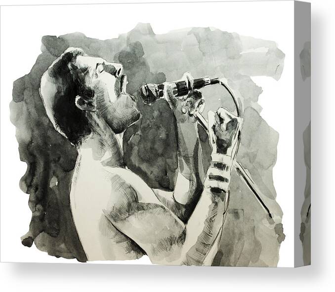 Freddie Mercury Canvas Print featuring the painting Freddie Mercury 8 by Bekim M