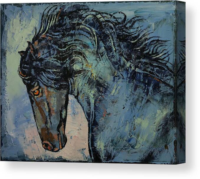 Friesian Canvas Print featuring the painting Friesian Stallion by Michael Creese