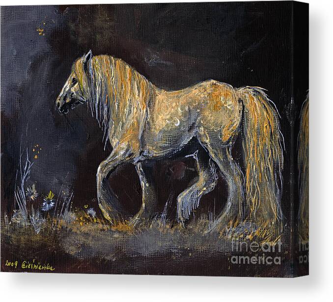 Shire Horse Canvas Print featuring the painting From The Darkness by Ang El