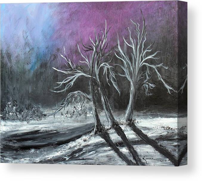 Frozen Moonlight Canvas Print featuring the painting Frozen Moonlight by Kume Bryant