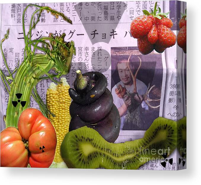 Asparagus Canvas Print featuring the digital art Fukushima Veggies by Megan Dirsa-DuBois