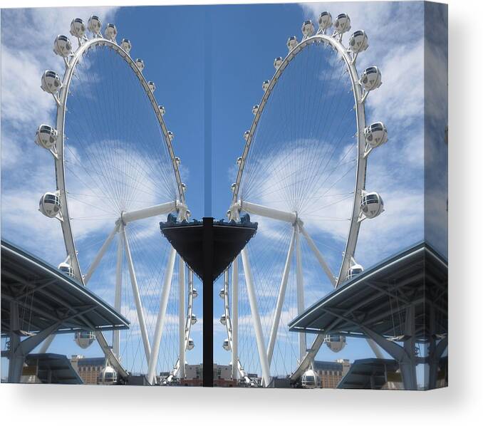 Vegas Canvas Print featuring the photograph GAINT Wheel Play Entertainment Graphic Innovation by Navin Joshi
