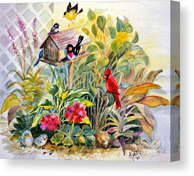 Birds Canvas Print featuring the painting Garden Birds by Marilyn Smith