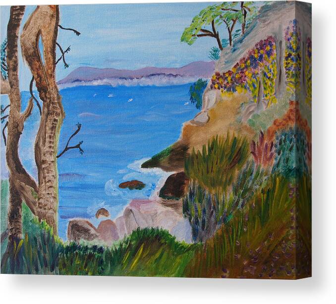 Landscape Canvas Print featuring the painting Gazing Out To Sea by Meryl Goudey