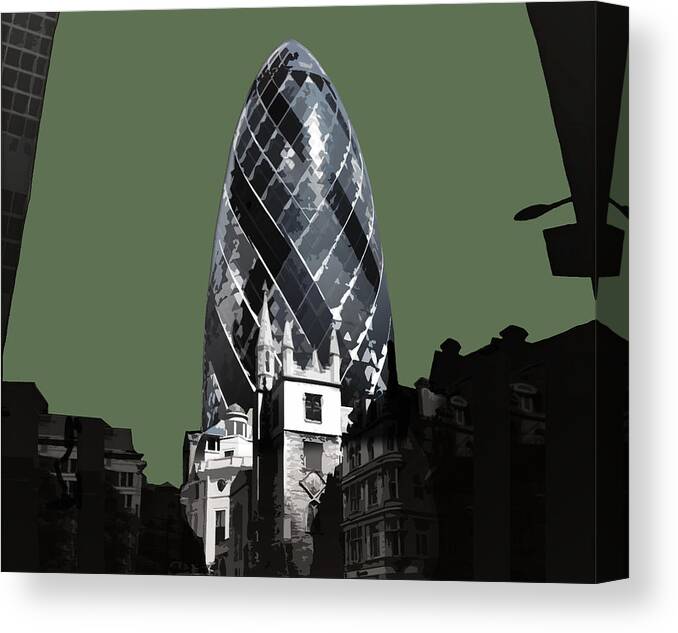 Gherkin Canvas Print featuring the mixed media Gherkin - Olive GREEN #2 by BFA Prints