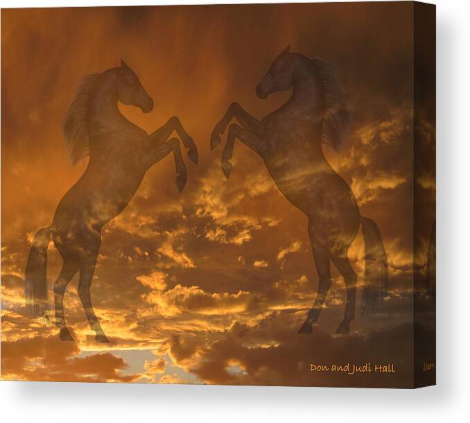Horses Canvas Print featuring the photograph Ghost Horses at Sunset by Donald and Judi Hall
