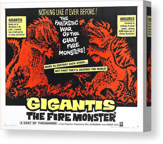 Vintage Canvas Print featuring the photograph Gigantis The Fire Monster by Action