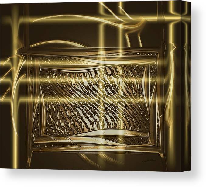 Brown And Gold Canvas Print featuring the digital art Gold Chrome Abstract by Kae Cheatham