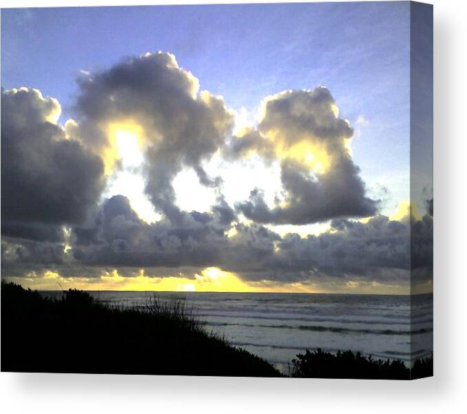 Clouds Canvas Print featuring the photograph Golden ray by Heather L Wright