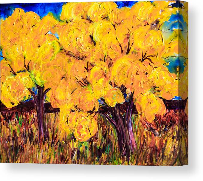Tree Canvas Print featuring the painting Golden Tree by Sally Quillin