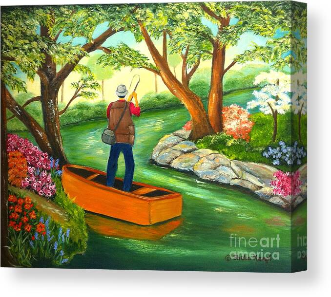 Art Canvas Print featuring the painting Gone Fishing by Shelia Kempf