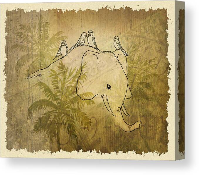 Elephant Canvas Print featuring the digital art Good Friends by Evie Cook