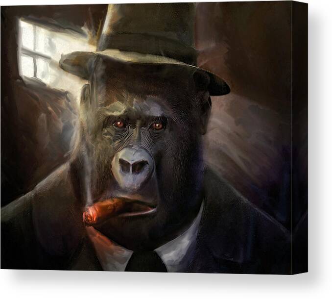 Gorilla Canvas Print featuring the mixed media Gorilla Gangster by Gustav Boye