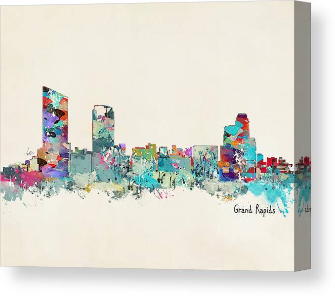 Grand Rapids Michigan Skyline Canvas Print featuring the painting Grand Rapids michigan by Bri Buckley