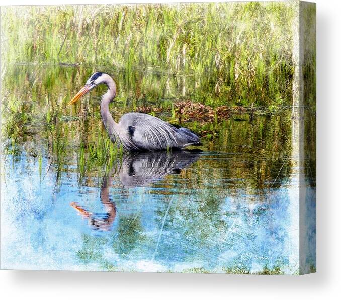 Florida Canvas Print featuring the painting Great Blue Hunter by Barbara Chichester
