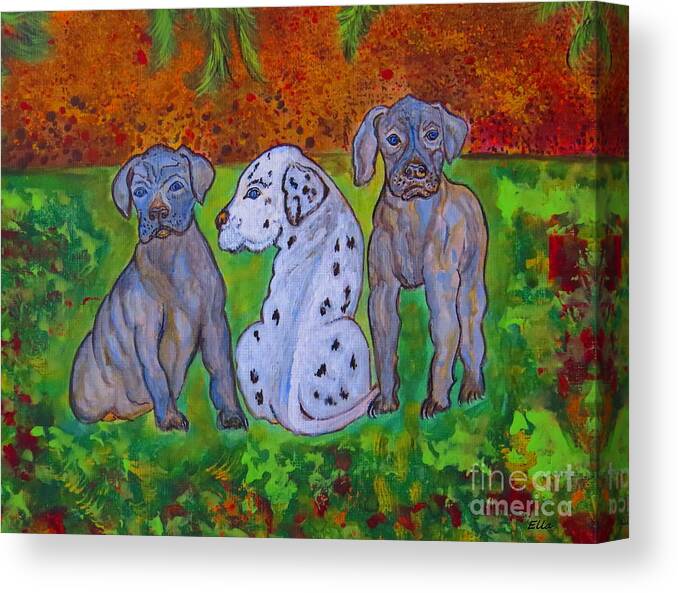 Great_dane Canvas Print featuring the painting Great Dane Pups by Ella Kaye Dickey