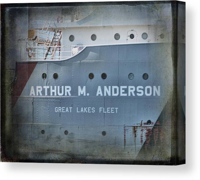Evie Canvas Print featuring the photograph Great Lakes Freighters Arthur M Anderson by Evie Carrier