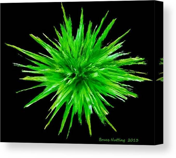 Green Canvas Print featuring the painting Green Star Crystal by Bruce Nutting