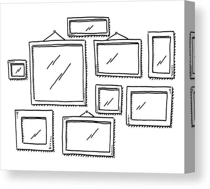 Empty Canvas Print featuring the drawing Group Of Empty Picture Frames Drawing by FrankRamspott