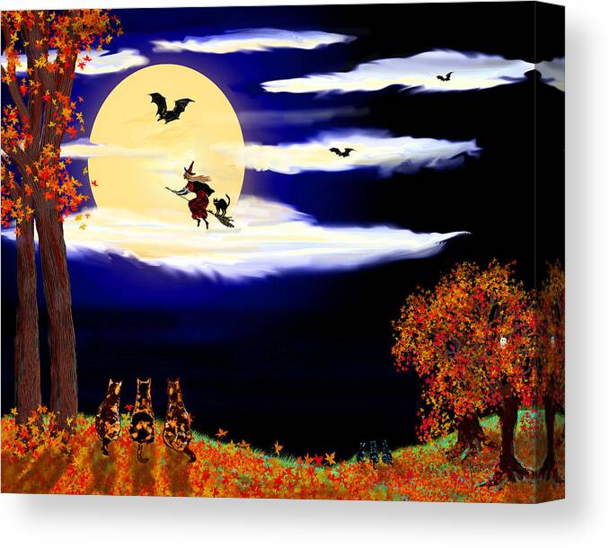 Halloween Canvas Print featuring the painting Halloween Night by Michele Avanti