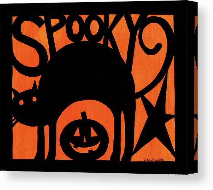 Black Canvas Print featuring the painting Halloween Silhouette II by Anne Tavoletti