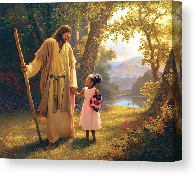 Jesus Canvas Print featuring the painting Hand in Hand by Greg Olsen