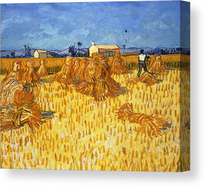 Van Gogh Canvas Print featuring the painting Harvest In Provence, June 1888 by Vincent van Gogh