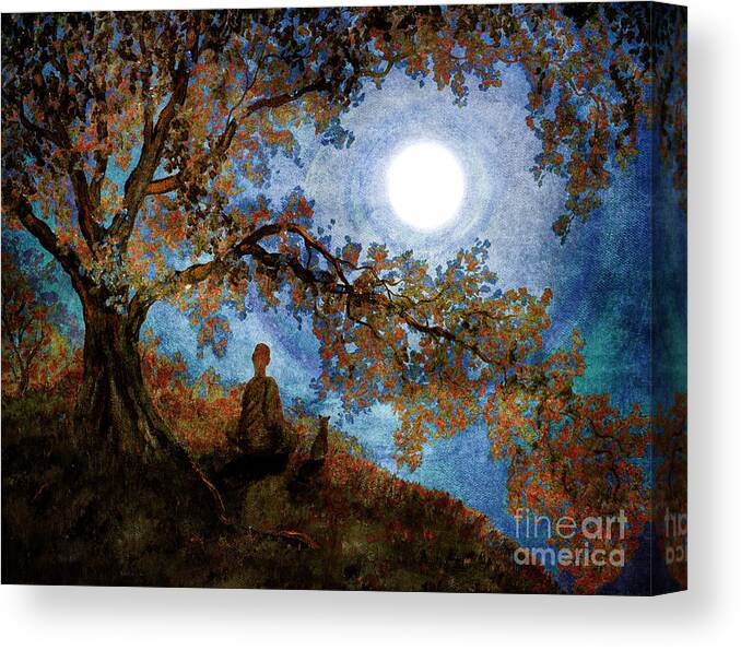 Zen Canvas Print featuring the digital art Harvest Moon Meditation by Laura Iverson