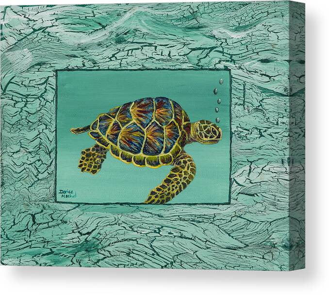 Animal Canvas Print featuring the painting Hawaiian Sea Turtle by Darice Machel McGuire