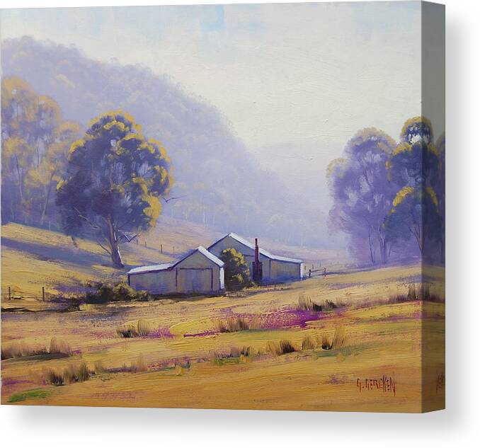 Rural Canvas Print featuring the painting Hazy Morning by Graham Gercken