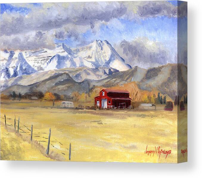 Landscape Painting Canvas Print featuring the painting Heber Valley Farm by Jeff Brimley